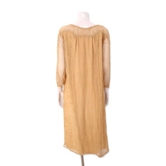20s antique beige silk lace flapper dress / vinta… - image 3