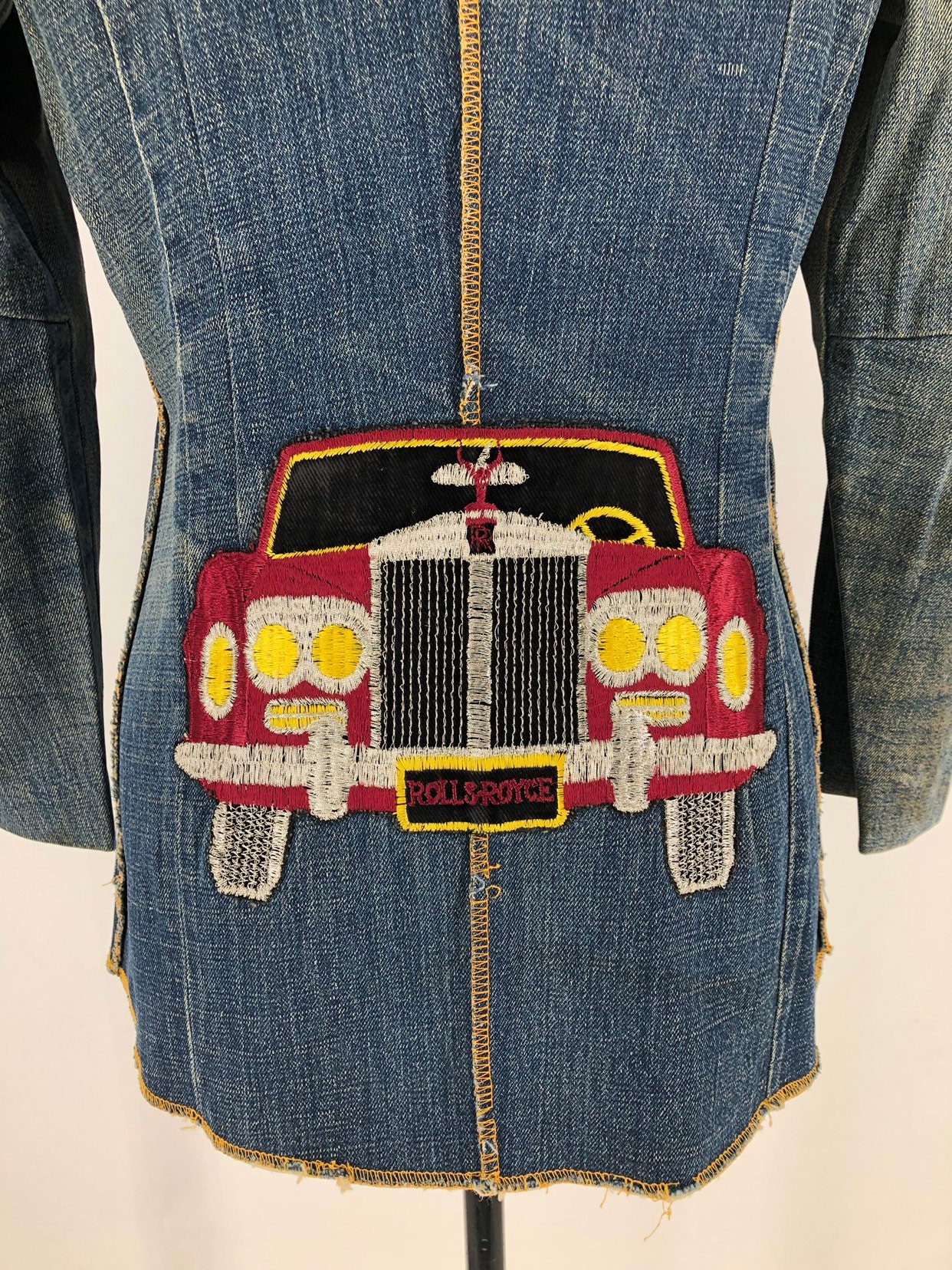 70s NOVELTY APPLIQUE denim patchwork Levis vintage custom blazer jacket