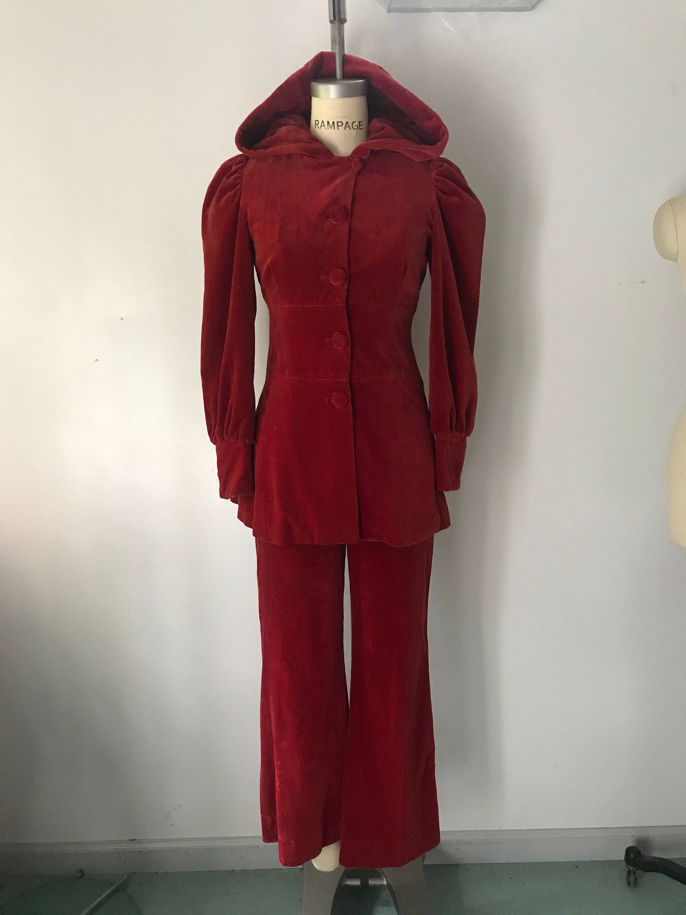 60s ARISTOS Carnaby St crimson velvet Biba era Edwardian inspired ...