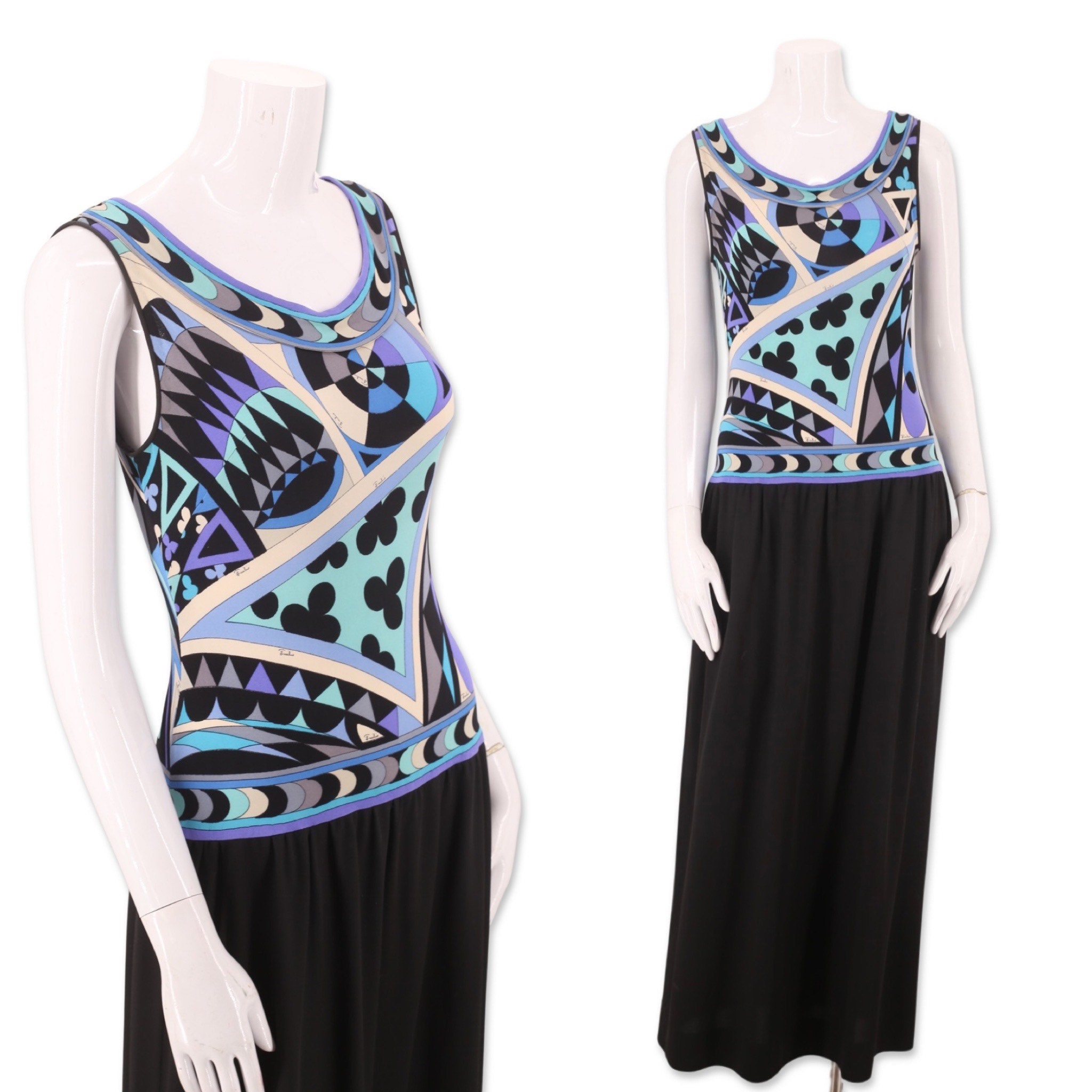 60s EMILIO PUCCI print jersey maxi dress 8, vintage 1960s Pucci