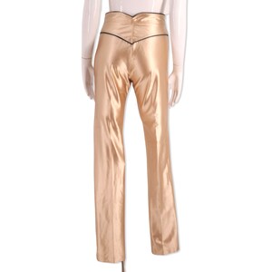 70s gold disco pants S/M, vintage 1970s original spandex Great Escape Fredericks pants, shiny champagne skin tight leggings size 4-6 1980s image 5