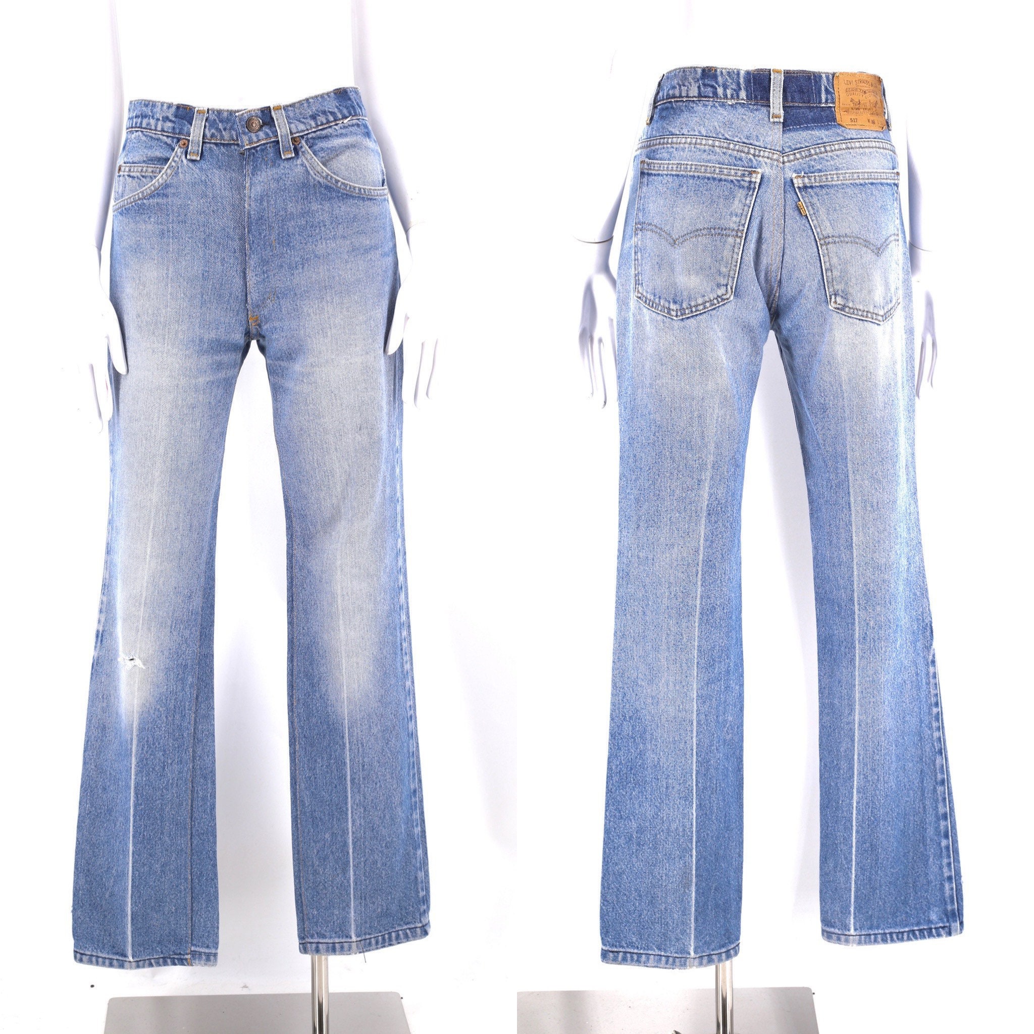 70s LEVIS 517 Orange Tab hi rise denim jeans 30 vintage 1970s medium wash sexy fit Levis pants sz 8 30 x 31