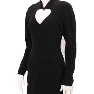 90s LILLIE RUBIN body con heart dress black sz 6 : vintage 1990s cut out stretch tight mini cocktail M image 7