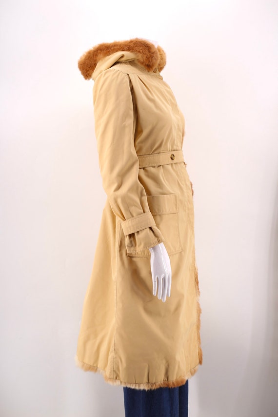 70s COURREGES khaki fur trim trench coat  / vinta… - image 4