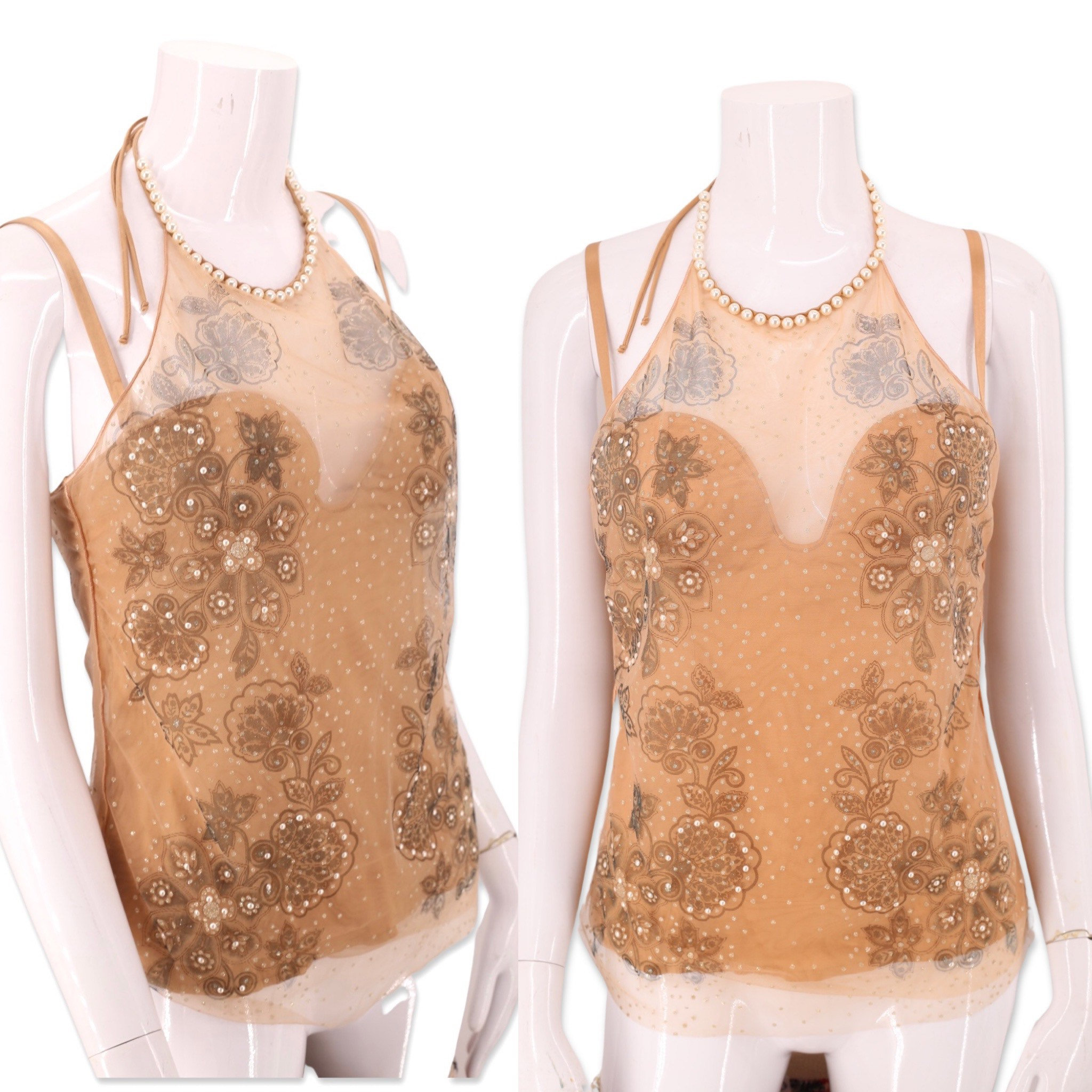 La Perla vintage shimmery rose gold leaf corset bustier top size 34