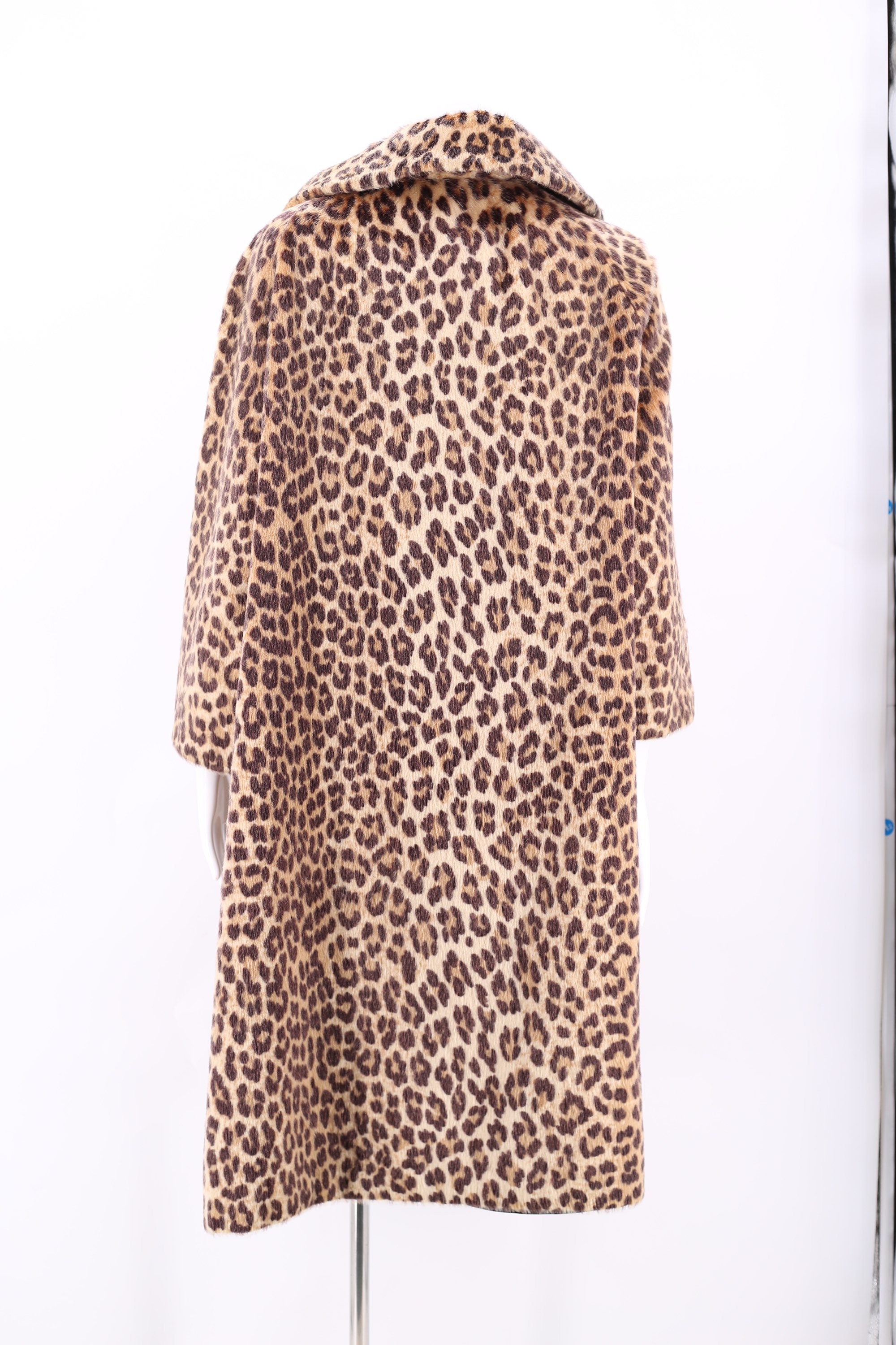 50s vintage SOMALI leopard print faux fur coat L / vintage pin up ...