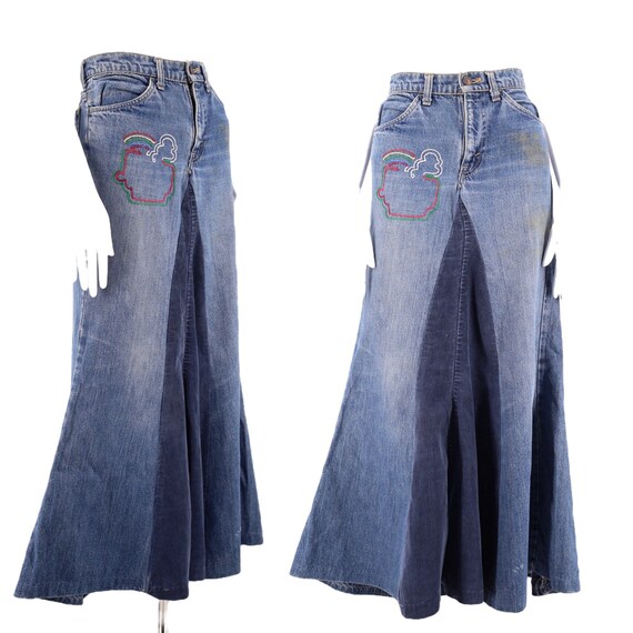 70s Levis orange tab denim maxi skirt 28 / vintage