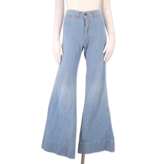 70s Chemin De Fer Denim Bell Bottoms Jeans Sz 2, Vintage