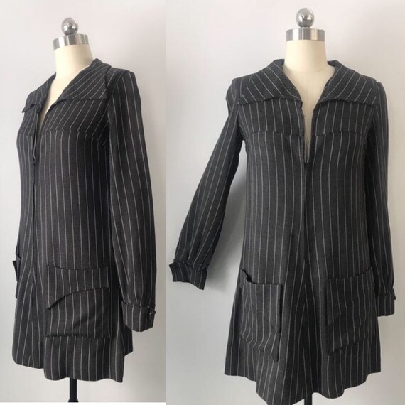 60s ENGLISH MOD Simon Jeffrey charcoal pinstripe z