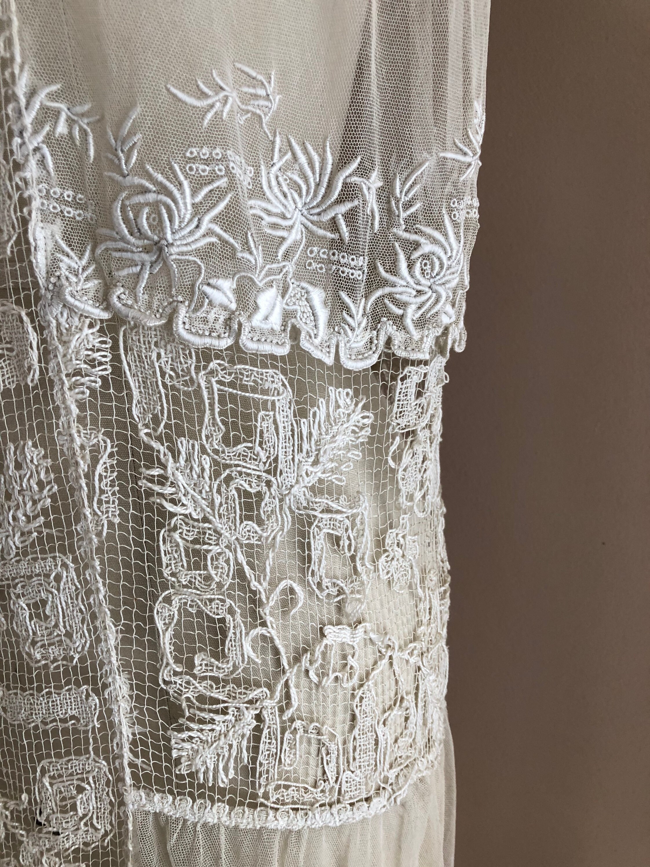 20s white lace flapper dress / vintage 1920s antique crochet lace ...