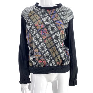 80s KOOS Van Den AKKER sweater L, vintage 1970s 80s appliqué art to wear top, vintage designer large image 6