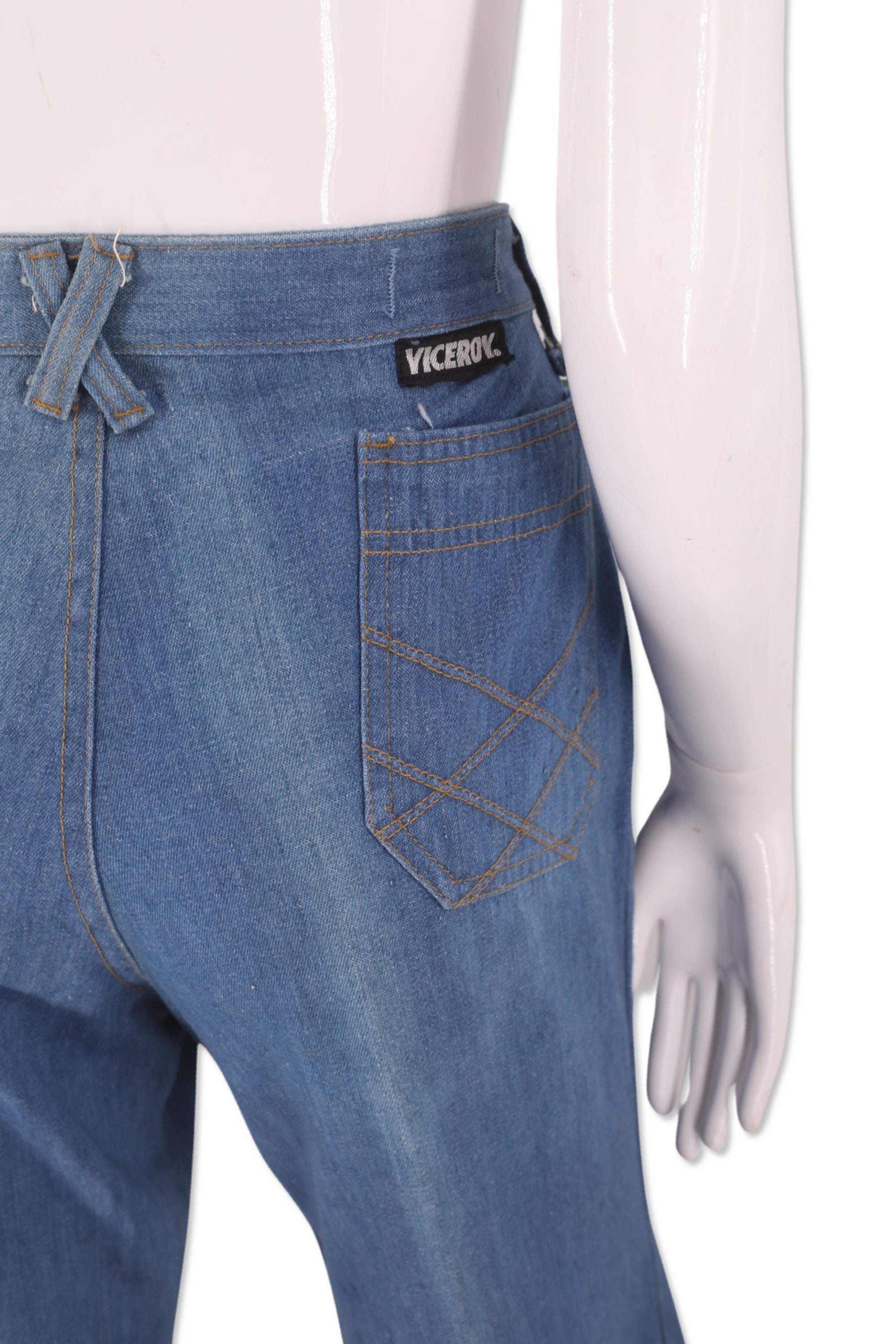 70s channel stitch denim bell bottom jeans 32, vintage 1970s VICEROY