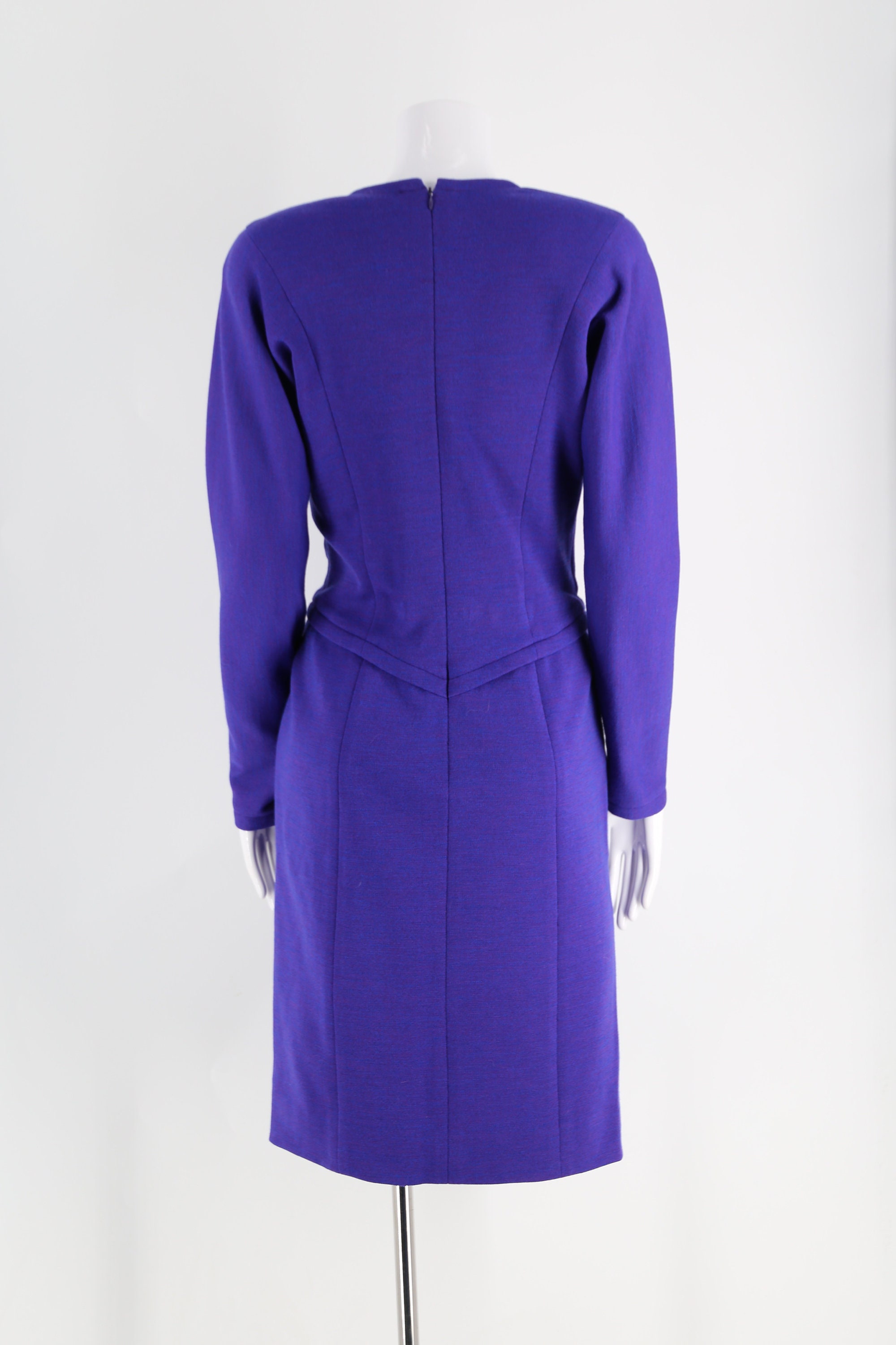80s Geoffrey Beene purple knit dress / vintage tailored minimalist