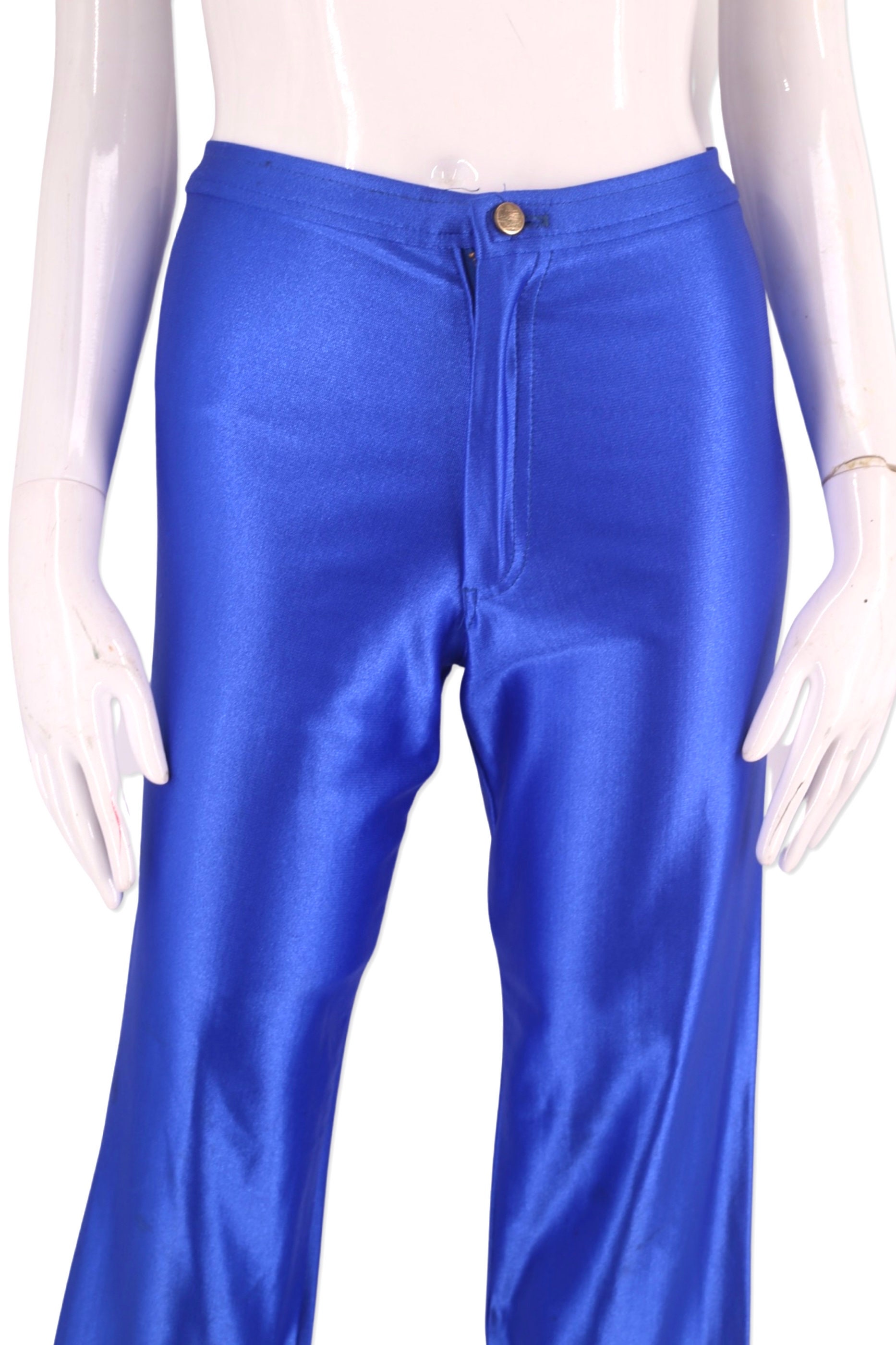 ULTIMATE DISCO DIVA vintage 80s ELECTRIC BLUE Skinny SPANDEX Pants Leggings  skin tight glam L.