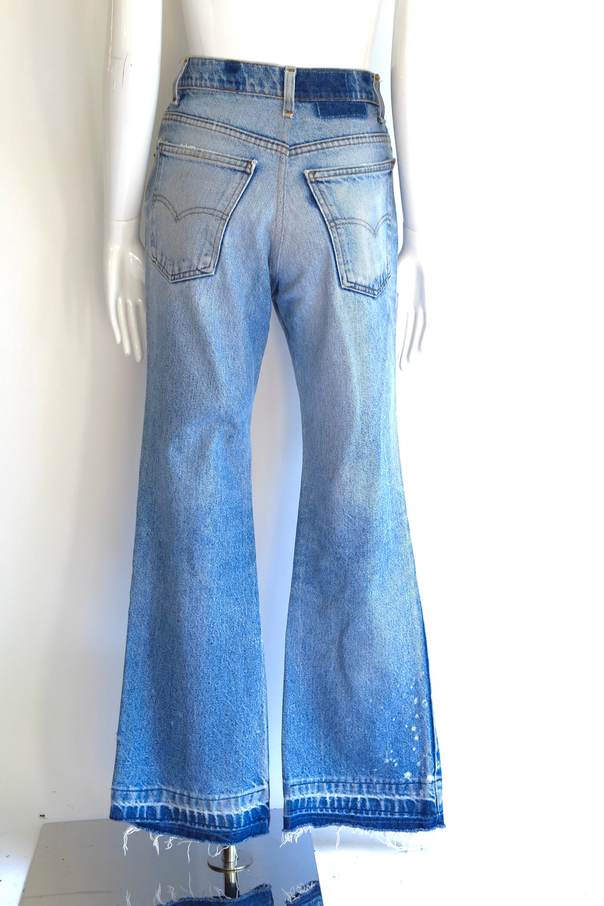70s LEVIS 517 bells jeans 28 / vintage 1970s medium wash 646 sexy fit ...