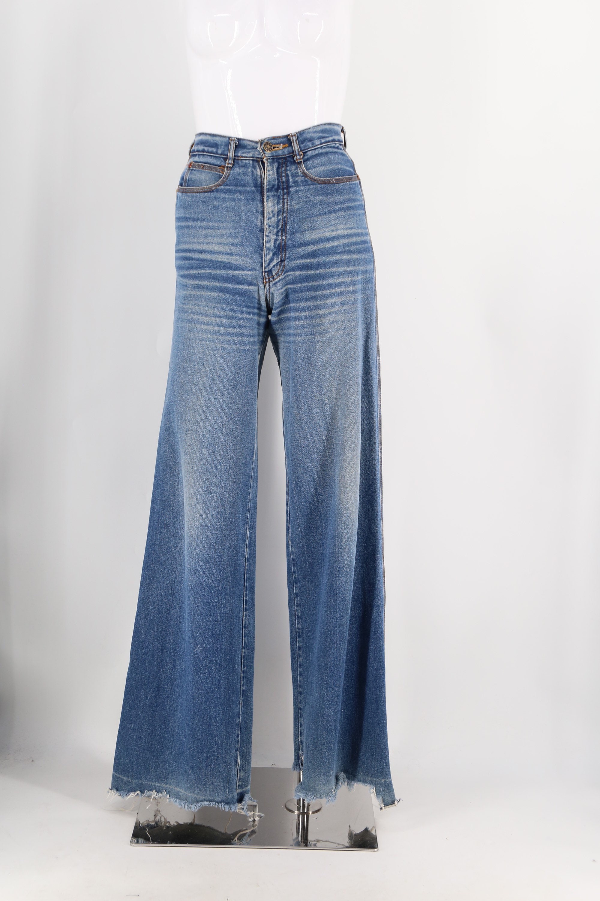 70s high waisted sz 25 BRITTANIA denim bell bottoms jeans / vintage ...