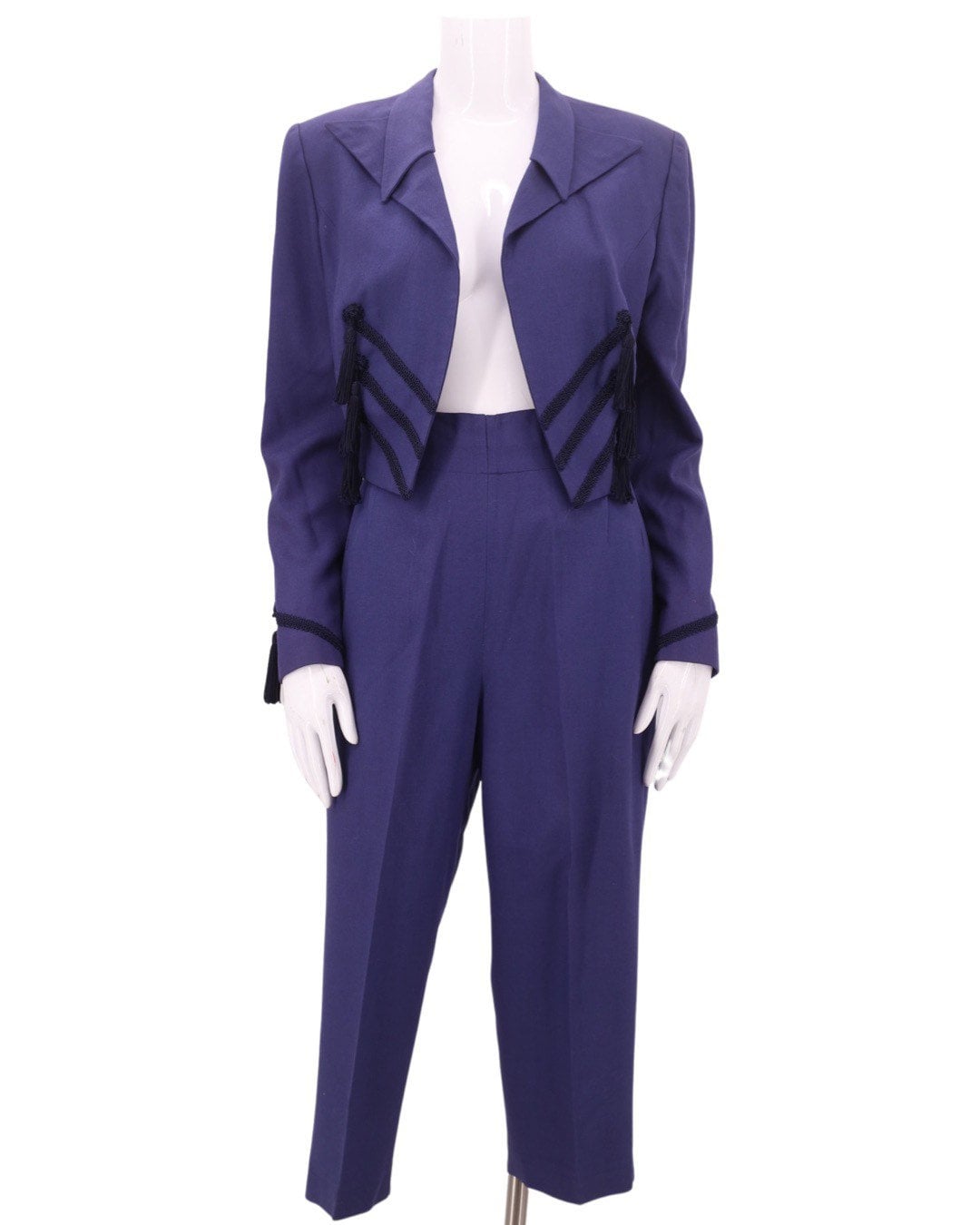 50s TOREADOR womens cropped suit M / vintage 1950s blue tassel D'anjou  Design capri pants jacket Matador