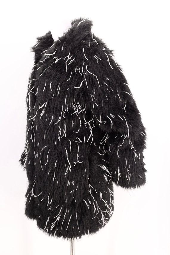 90s faux fur maribou shaggy coat M-L, vintage 199… - image 9