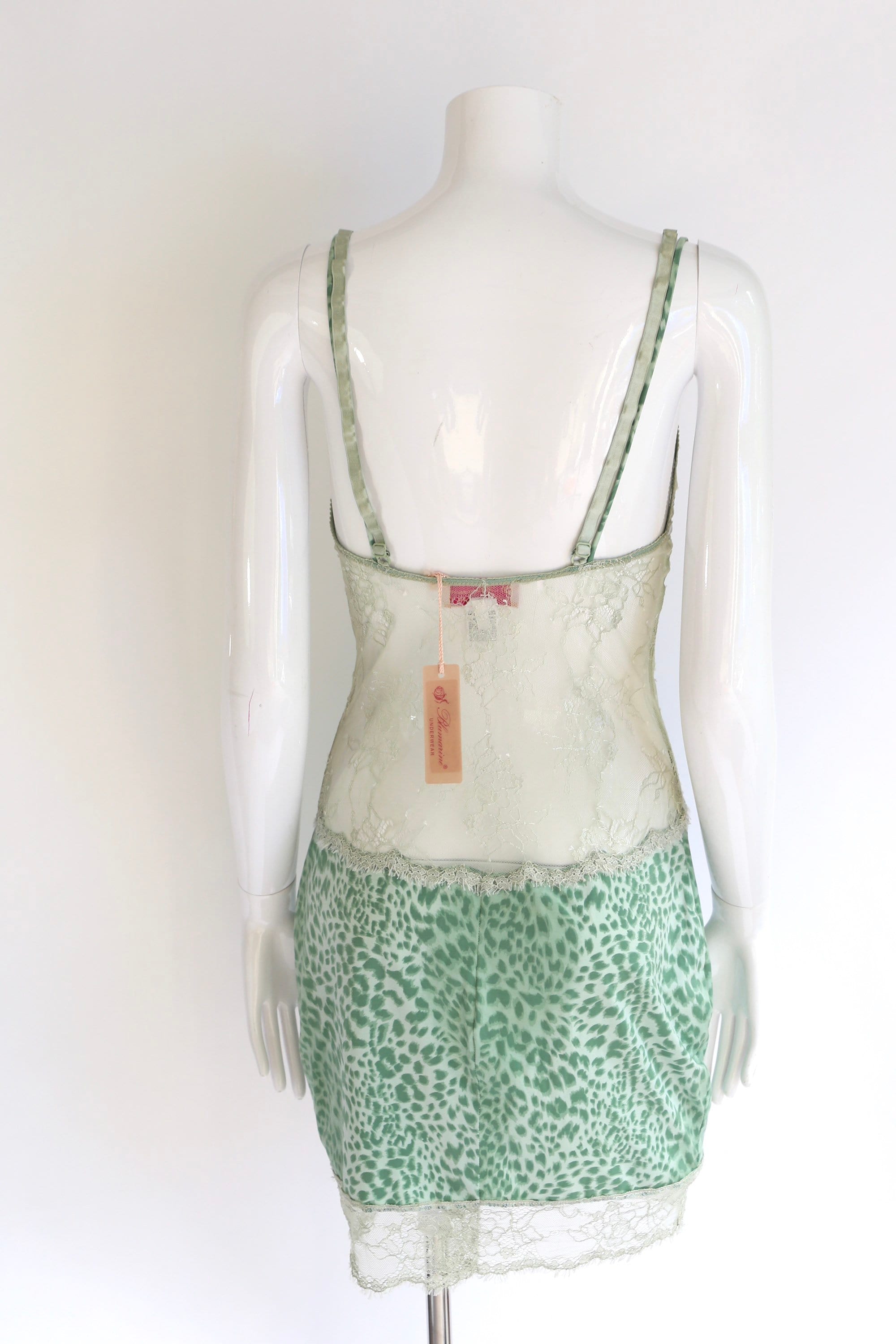 vintage BLUMARINE early 2000s leopard print nylon lace slip dress / sz