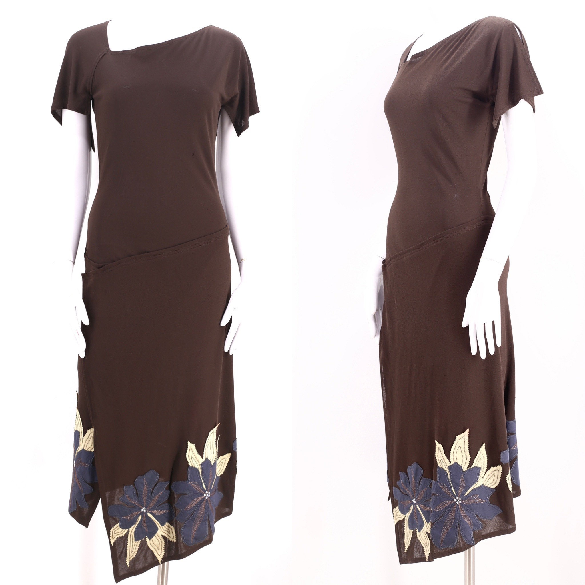 CHLOE Y2K jersey appliquéd dress M / vintage Stella McCartney era 2000s  chocolate brown jersey dress 38 8