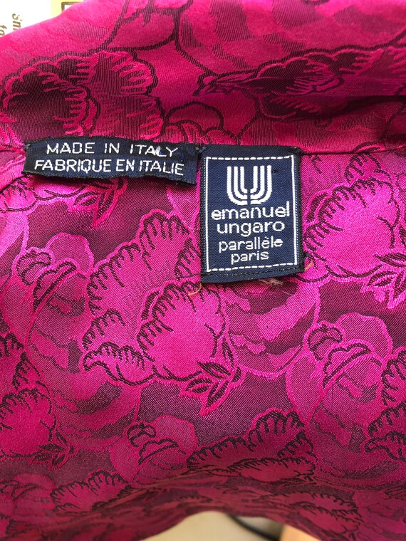 80s UNGARO fuchsia silk tie blouse sz 6 / vintage… - image 3