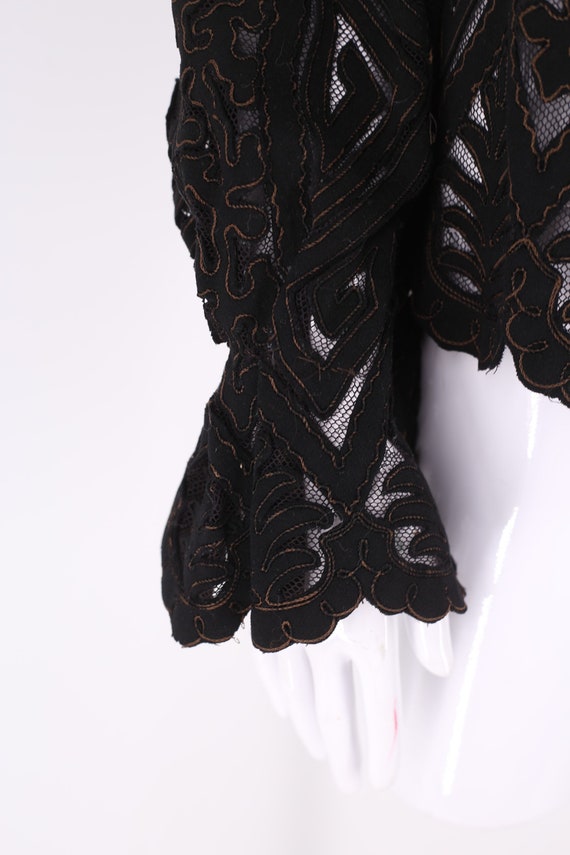 1800s Victorian mourning jacket, 1890s black cut … - image 10