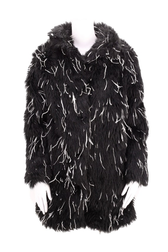 90s faux fur maribou shaggy coat M-L, vintage 199… - image 2