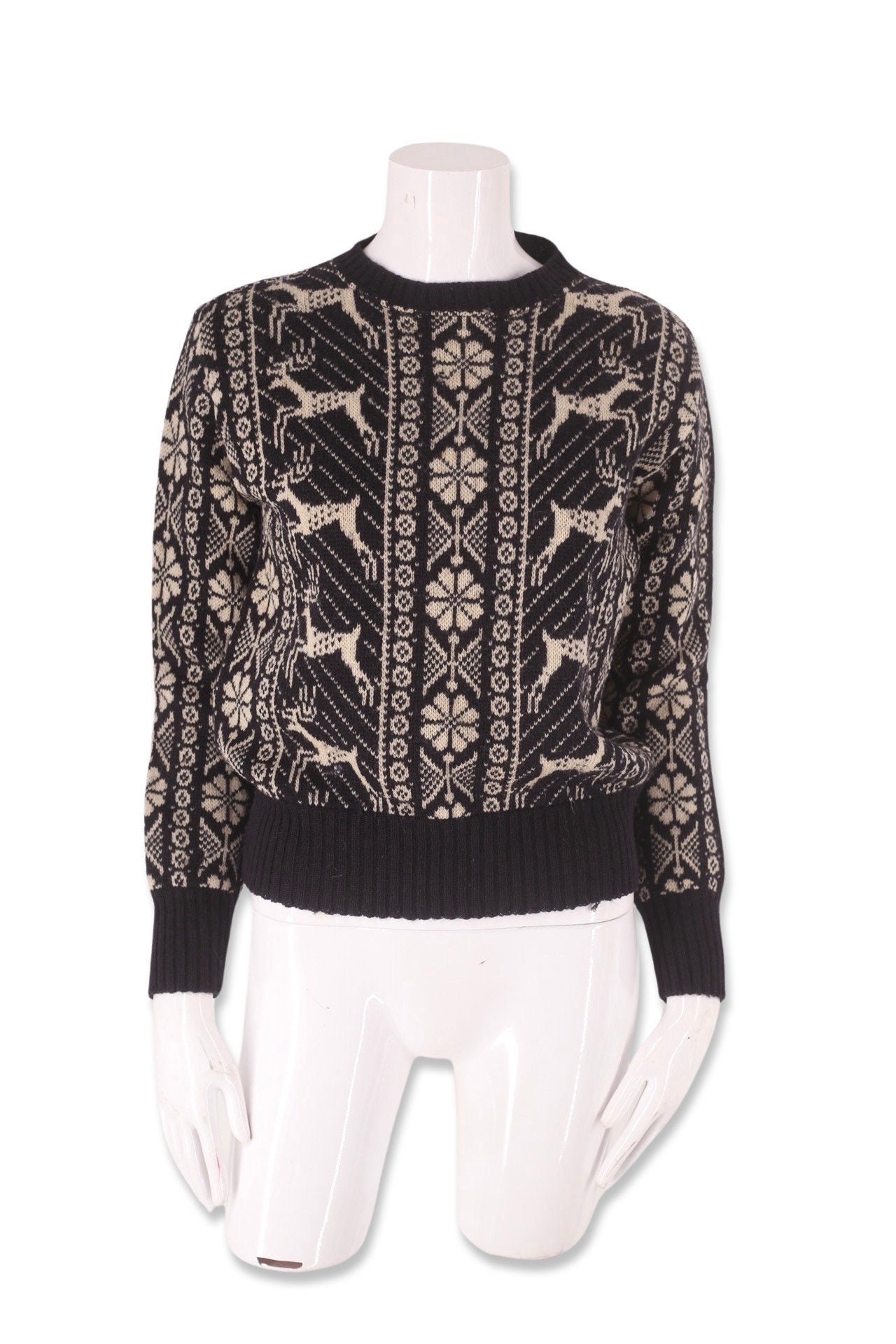 Jacquard-knit Sweater - Beige/leopard print - Ladies