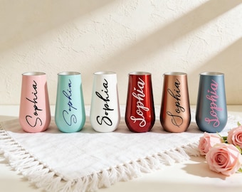 Custom Champagne Flutes, Personalized Stainless Steel Tumbler, Party Bachelorette Gifts