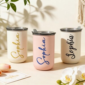 Personalized Work Coffee Tumbler, Custom Wine Cup with Lid, Gifts for coffee lovers image 9