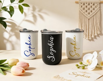 Personalized Cute Coffee Tumbler with Lid, Custom travel mug, Gift for Friend