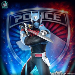 Figura impresa en 3D del Shadow Ranger de POWER RANGERS SPD con el máximo nivel de detalle - Sin pintar/Pintada