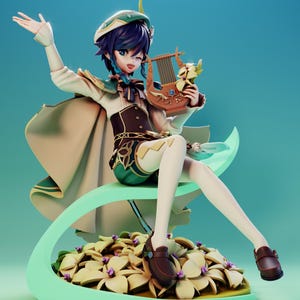 The Anemo Archon Statue|Figurine|Figure - 25 cm -  3D Printed Figure Model Kit - Garage Kit - Unpainted/Painted