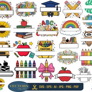教師用スプリットモノグラムSVGバンドル、新学期SVG PNG、鉛筆スプリットネームSVG、教師生活SVG、Cricut用教師SVG