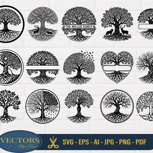 Tree of Life SVG Bundle, Family Monogram, Laser Cut Files (Digital Download)