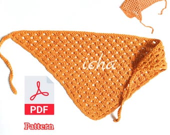 PDF do padrão de bandana de crochê: Tutorial fácil de lenço de cabeça triangular estilo boho