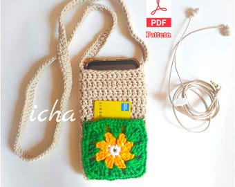 Handytasche häkeln Muster PDF, Umhängetasche Häkelanleitung, Grandma Square Bag, kleine Tasche Häkelanleitung, Instant Download