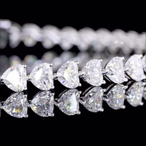 4mm Heart Cut Moissanite Tennis Bracelet, Wedding Engagement Bridal Tennis Bracelet 14K White Gold
