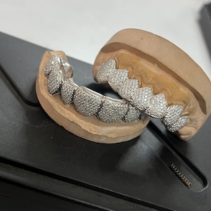 8 Top and 8 Bottom Moissanite Grill , 925 Sterling Silver, 10K,14K,18K White Gold
