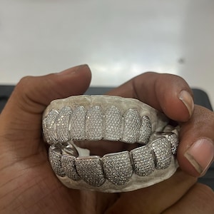 8 Top and 8 Bottom Moissanite Grill , 925 Sterling Silver, 10K,14K,18K White Gold