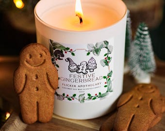 Gingerbread Scented Candle: Festive Coconut Soy Wax, Christmas Home Gift