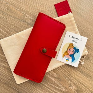 Billetera plegable roja para mujer, billetera larga de cuero real, tarjetero personalizado grabado, regalo del día de la madre, billetera minimalista para ella