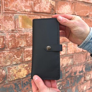 Personalisierte schwarze lange Leder Brieftasche, Geldhalter für Männer, minimalistische Brieftasche, benutzerdefinierter Kartenhalter für Männer, echtes Leder lange schlanke Brieftasche