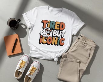 Imagen PNG de cara cansada estilo retro, diseño divertido para sublimación (descarga instantánea)