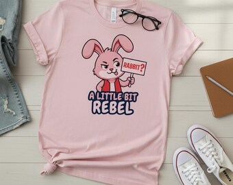 PNG de Conejo Rebelde, Diseño Divertido de Camiseta de Conejo de Pascua, Sublimación de Animales Atrevidos (Descarga Digital)