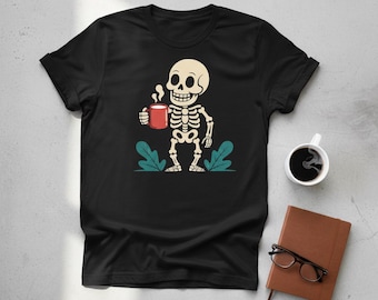 Imagen PNG de taza de café con esqueleto, clipart de taza de Halloween espeluznante (descarga digital)