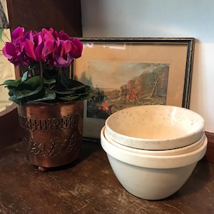 Antique, Vintage, Mason Cash Pudding Bowls, set of 3, Vintage Mixing Bowls, White Bowls, Serving Bowls