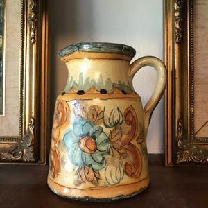 Pretty Handmade In Portugal Floral Jug Pitcher Flower Vase Planter