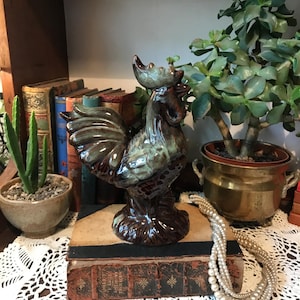 Vintage Chicken Figurine, Hen Ornament, Rooster Ceramic Ornament, Country Kitchen Decor, Farmhouse Decor