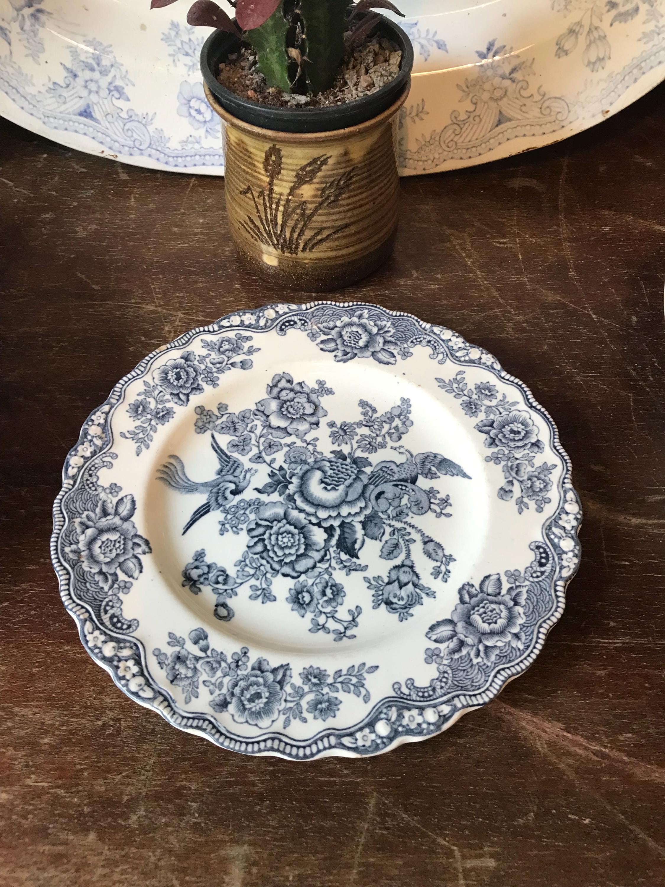 キ*ル様 ①廃番！Plum Asiatic Burleigh 花鳥柄 プレート Burleigh Blue Asiatic Pheasants - Etsy